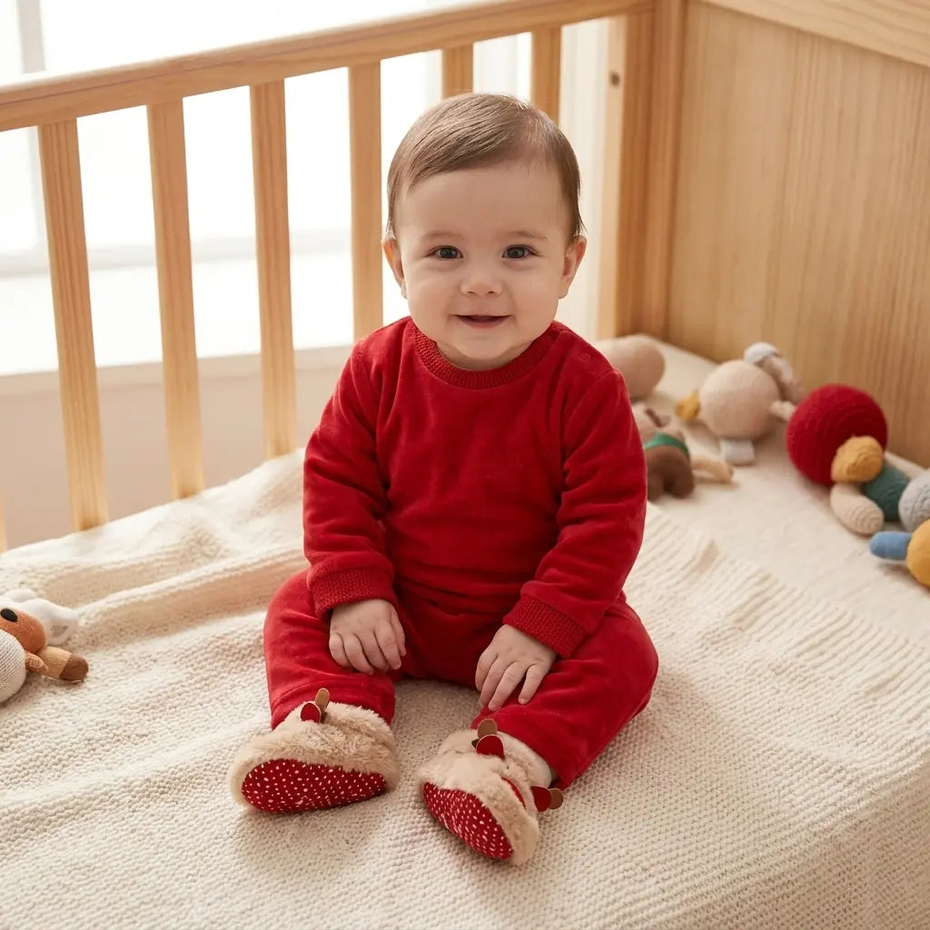 Chaussons Bébé Renne — Fourrés et Antidérapants, 0 à 18 mois