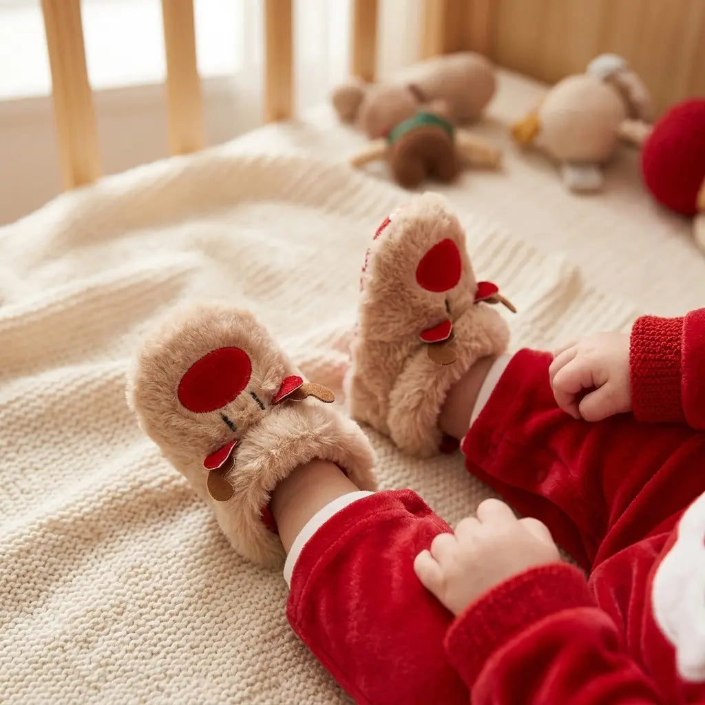 Chaussons Bébé Renne — Fourrés et Antidérapants, 0 à 18 mois