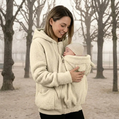 Veste Polaire de Portage — Poche Bébé Intégrée, Capuche Doublée